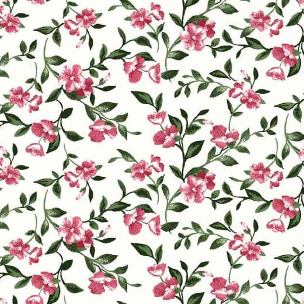 Tiny Floral Print Double-Sided Brushed Fabric Offwhite Red 5