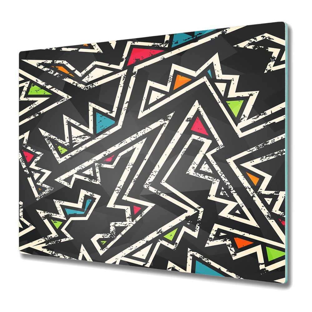 Glass Chopping Board Utensil Board Graffiti grey and blue photo 60x52