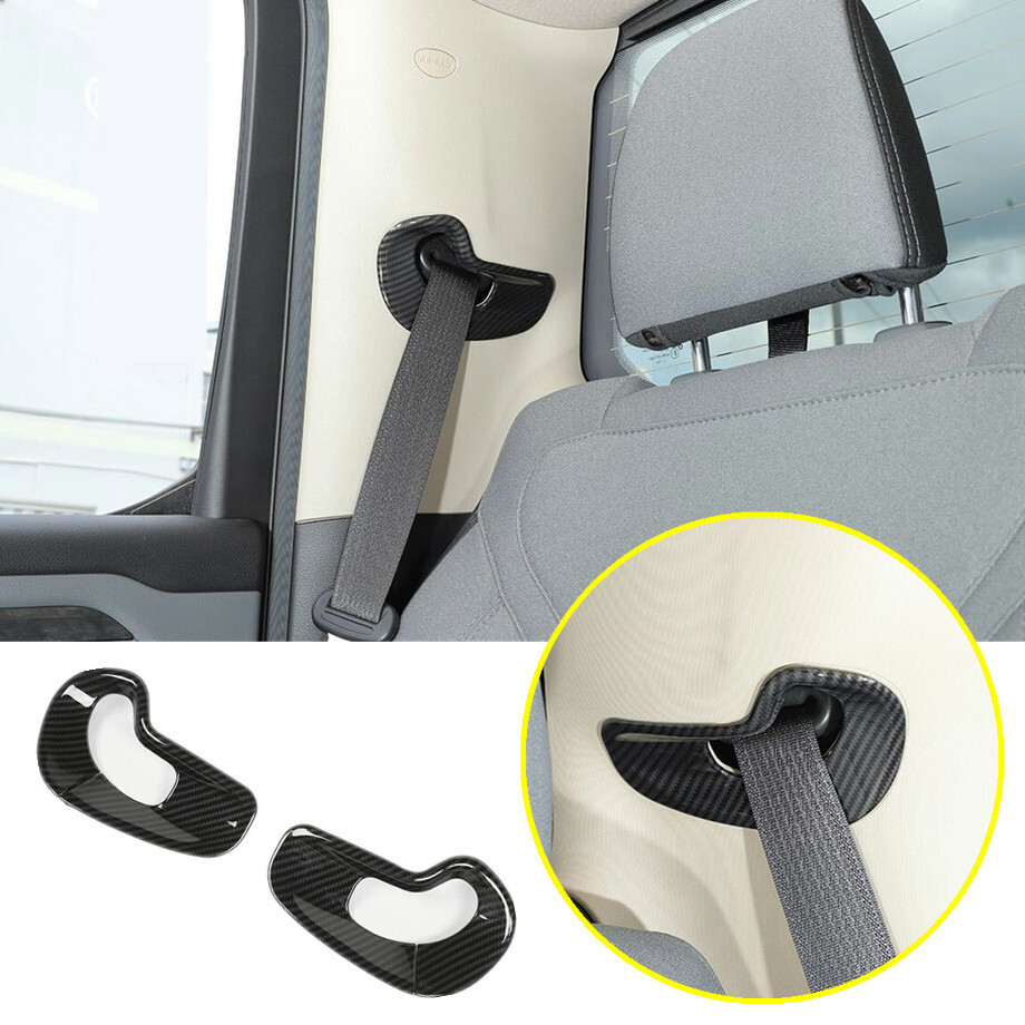 For 2019-2022 Dodge Ram 1500 Carbon Car Seat Safety Belt Button Cover Frame Trim