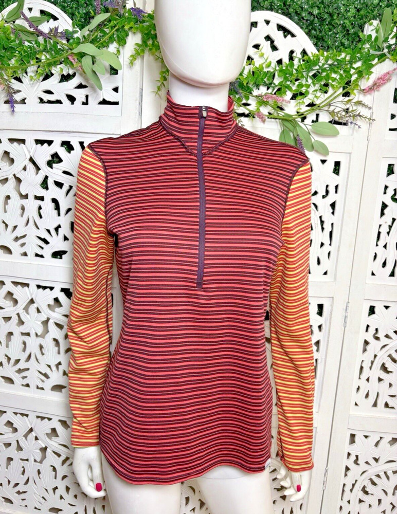 Patagonia Women's Capilene Striped Half Zip Base Layer Top Shirt Size Medium
