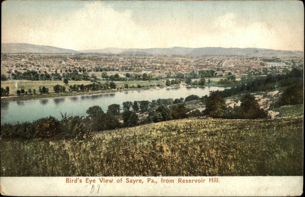 Sayre Pennsylvania from Reservoir Hill~ panorama~ UDB c1905 postcard