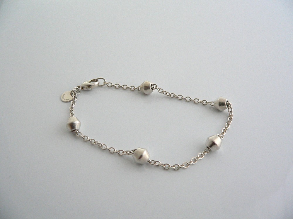 Tiffany & Co Silver Barrel Bead by  the Yard Bracelet Bangle Jewelry Gift Love