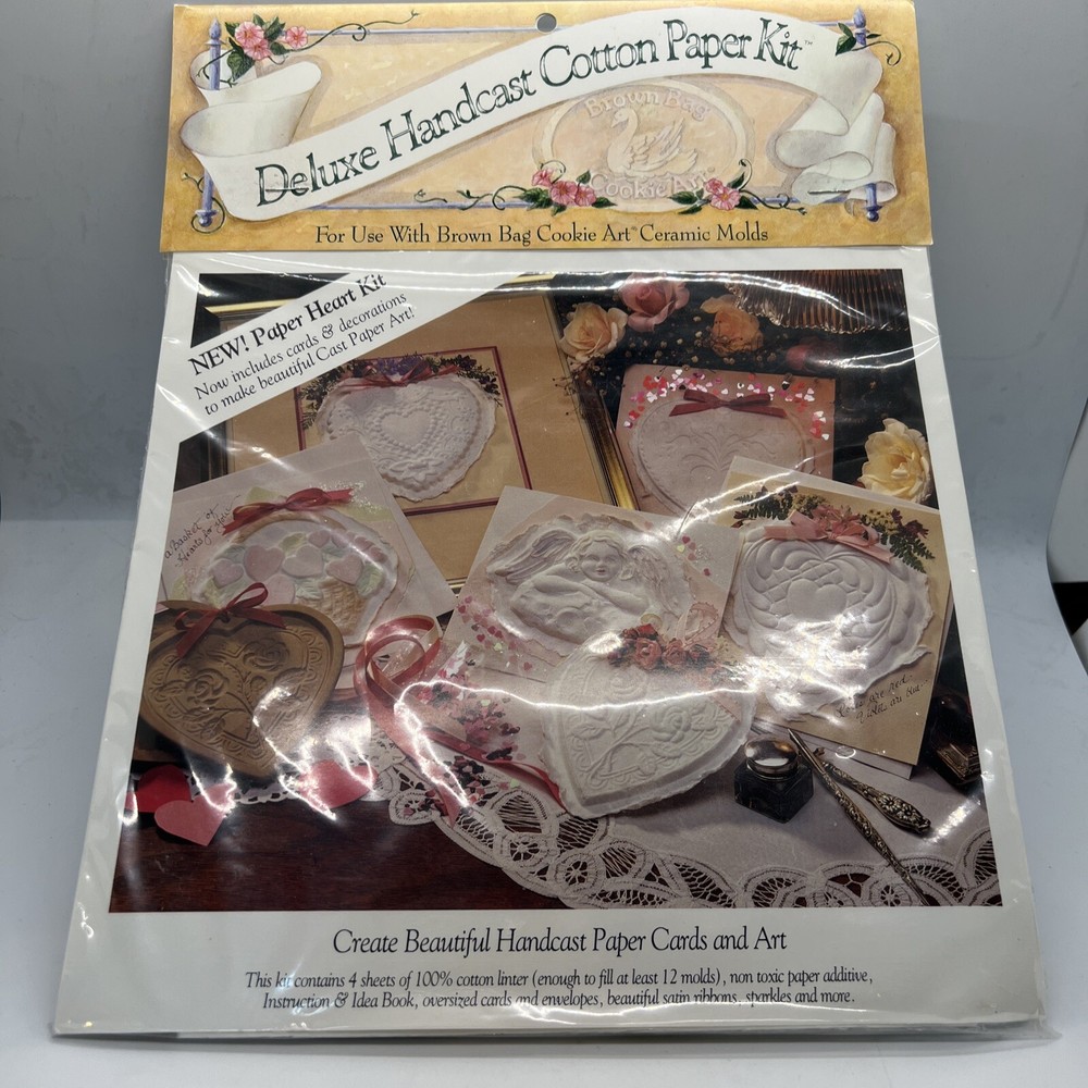 1980s VTG Deluxe Handcast Cotton Paper Kit Brown Bag Cookie Art Cards