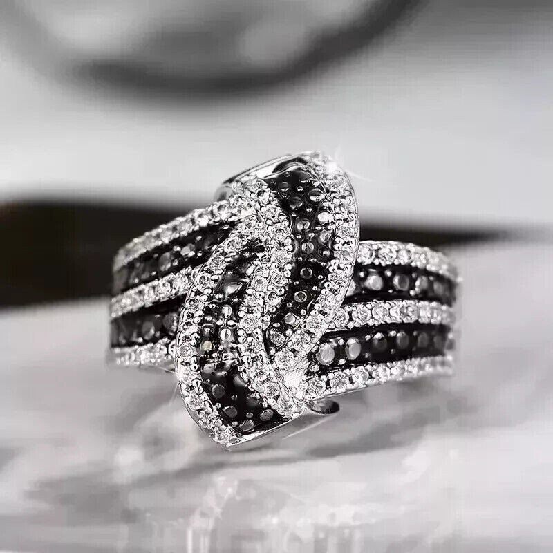 2Ct Round Cut Simulated Black Diamond Pretty Wedding Ring 14k White Gold Plated