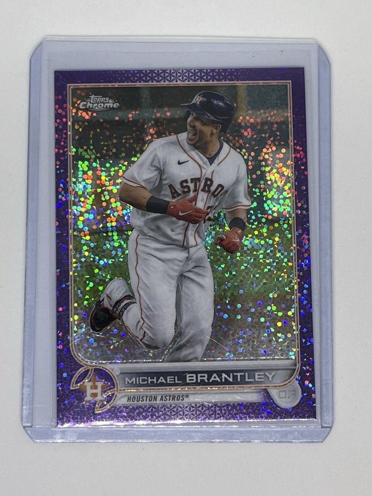 2022 Topps Chrome Michael Brantley Purple Speckle Refractor 42/299 Astros #34