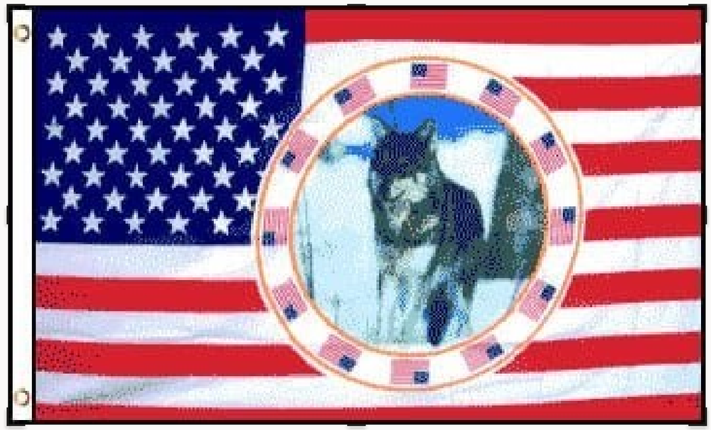 USA Single Wolf 3x5ft Polyester American Patriotic Novelty Flag