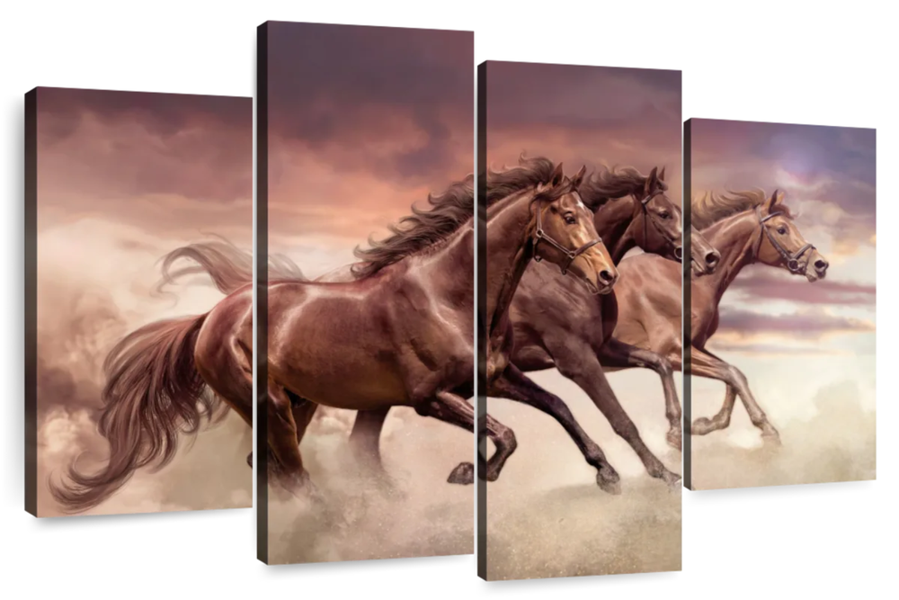 Three Running Horses Wall Art