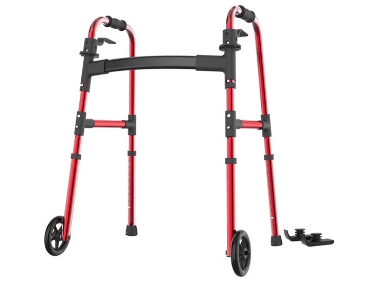 Loyoda Red Folding Walkers for Seniors, Walker with Skis Lightweight 5'' Front