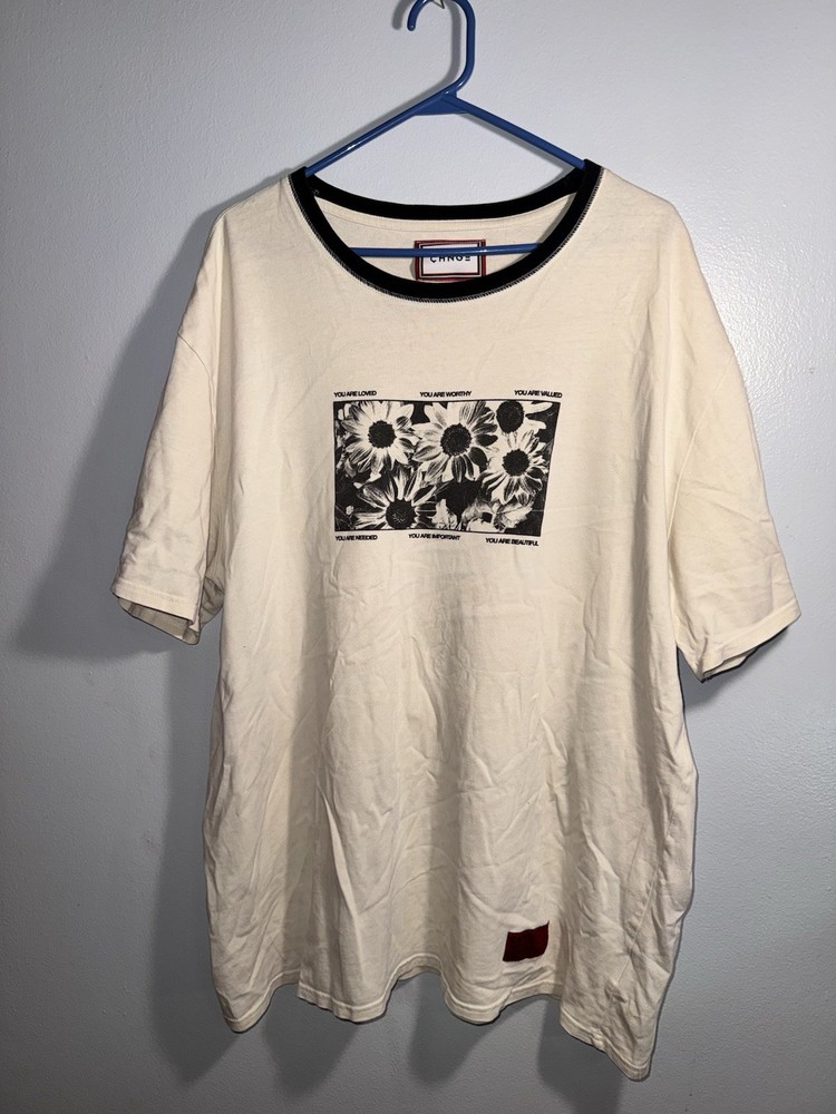 CHNGE Men's Beige Floral T-Shirt Sleeve T-Shirt 3XL