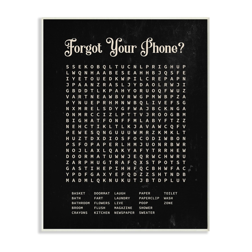 Stupell Forgot Your Phone Crossword Activity Distressed