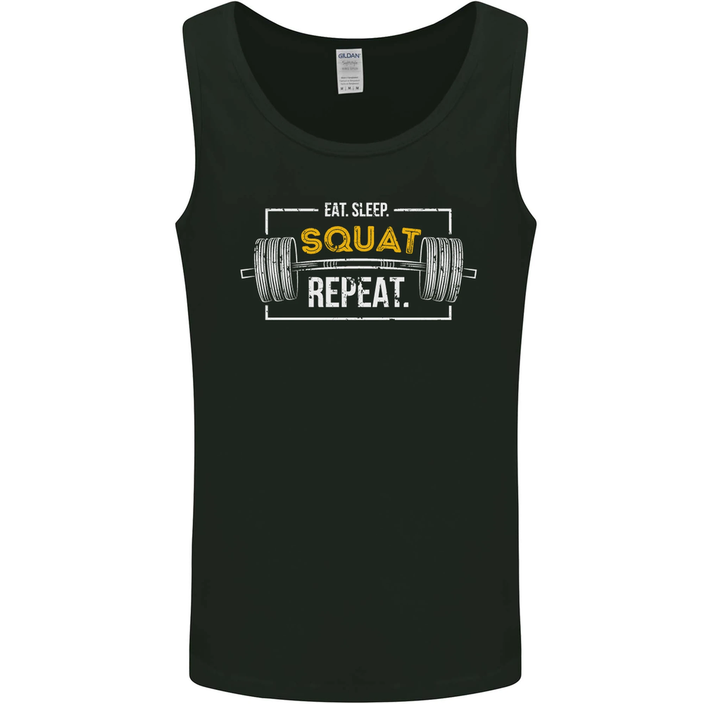Eat Sleep Squat Repeat Gym Training Top Mens Vest Tank Top