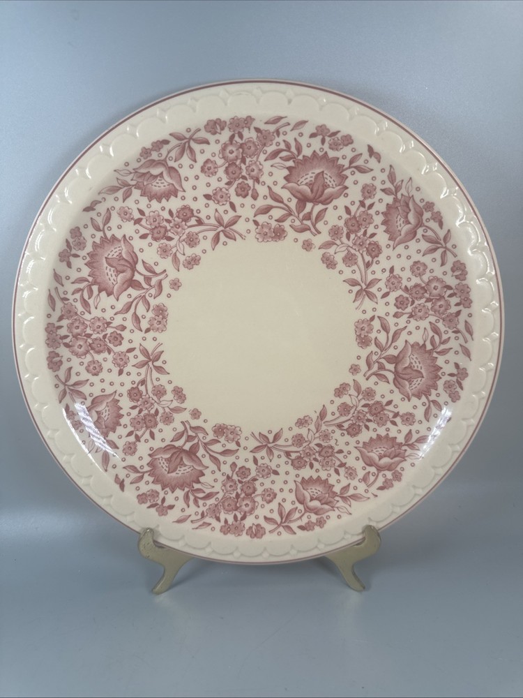 Vintage Syracuse China Econo-Rim Floral Plate 9.5” Red Transferware USA
