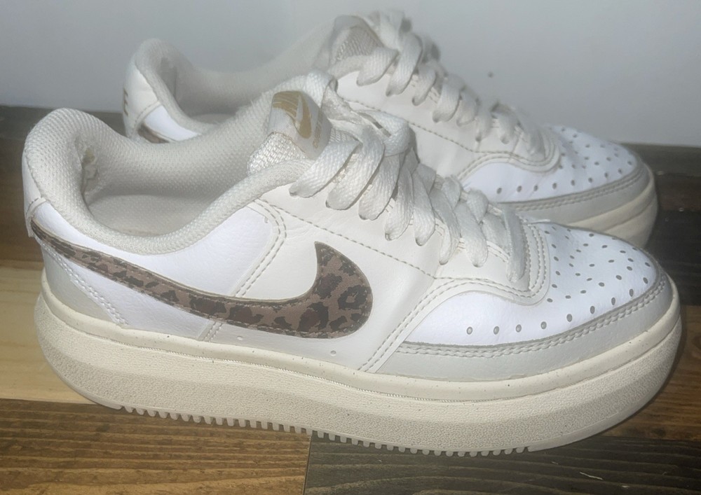 Nike Court Vision Alta Leopard Womens Size 6  D02791-100 Faux Leather