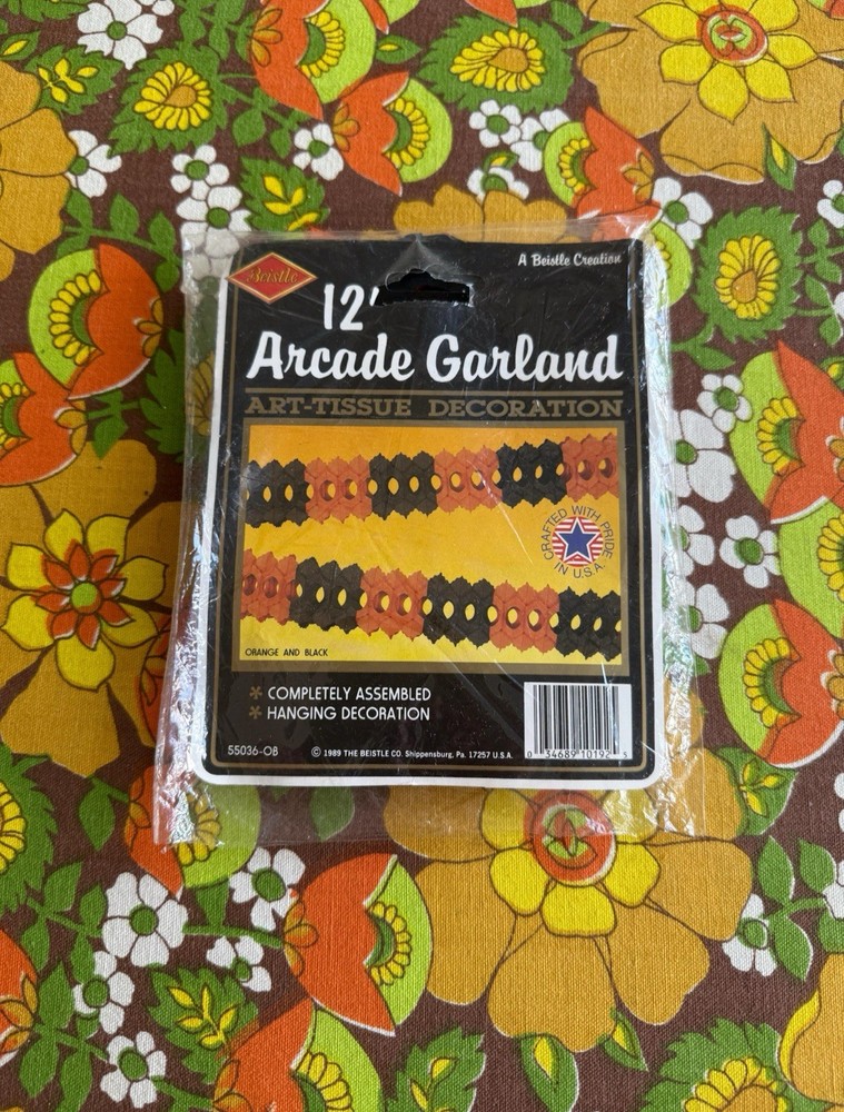 Vintage Beistle Black & Orange Halloween Honeycomb Accordion Garland Decoration