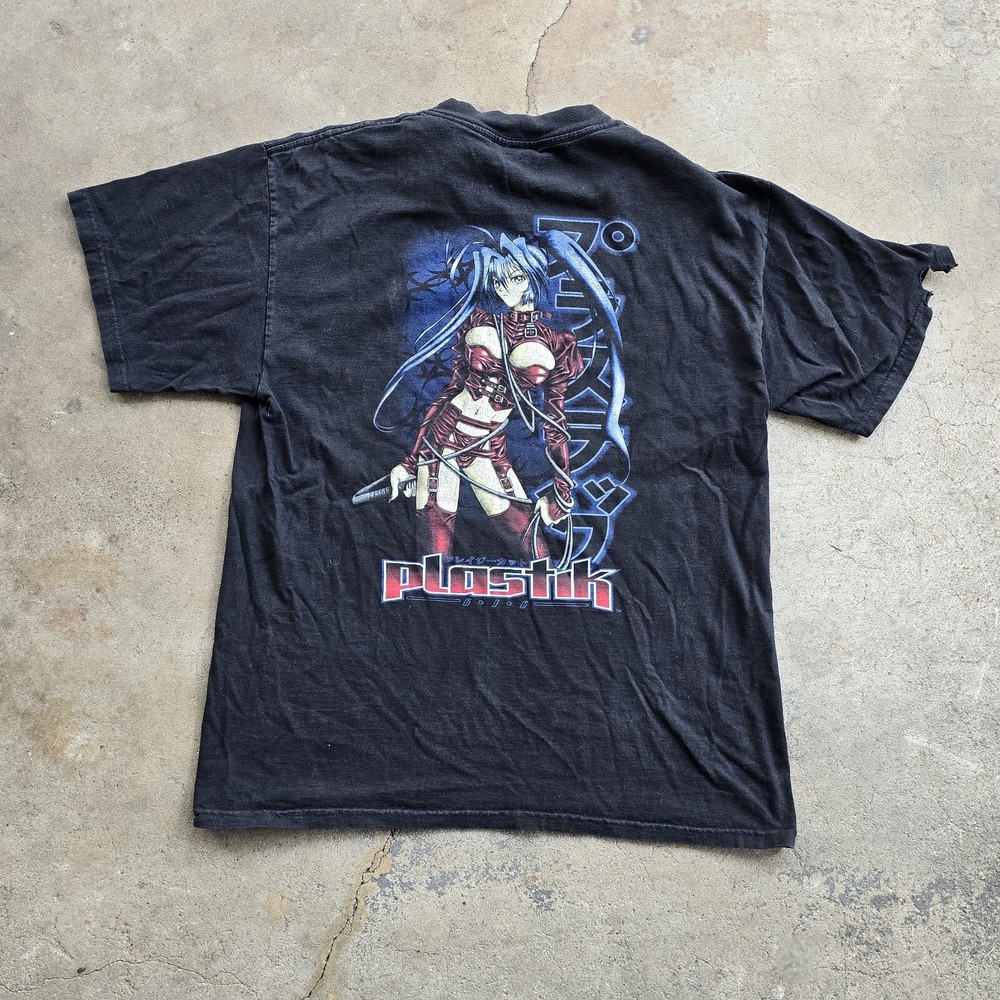 Vintage Plastik 90s Anime Girl Robot Skateboard Graffiti Hook Ups Rare Shirt L
