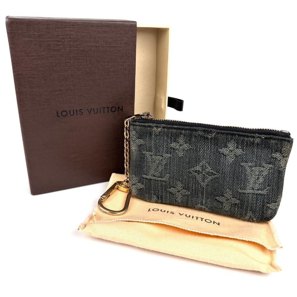 Auth LOUIS VUITTON M95343 Monogram Denim Pochette Cles Coin Purse Blue LV F/S