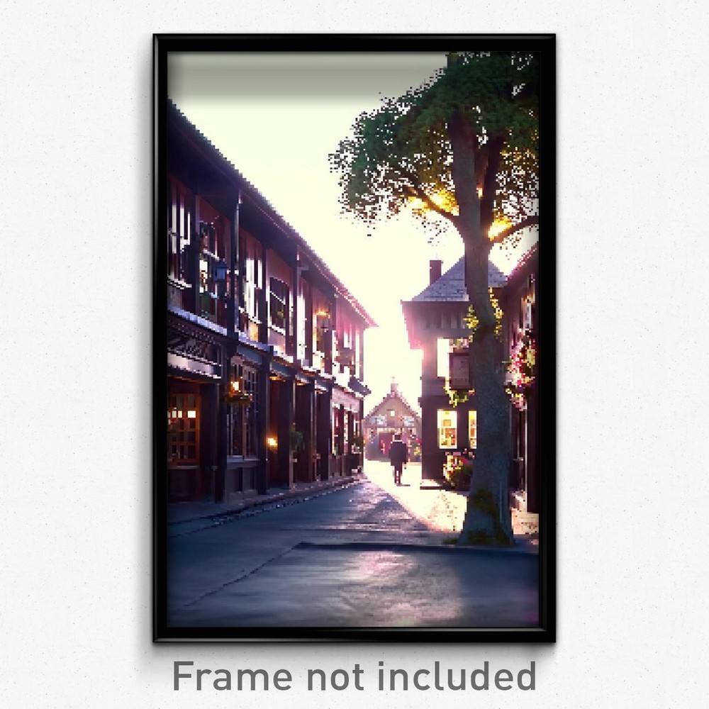 Pixel Art Poster - Quaint Parish (8 Bit Psychedelic Trippy Video Game Print)