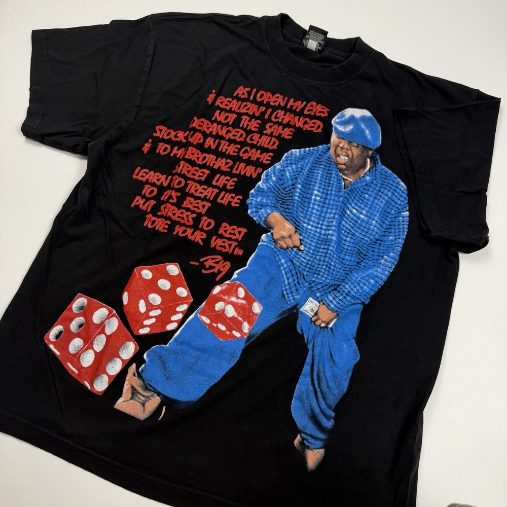 Y2K Notorious BIG Biggie Smalls Hip Hop Rap Tee T Shirt Bootleg Vintage Black Lg
