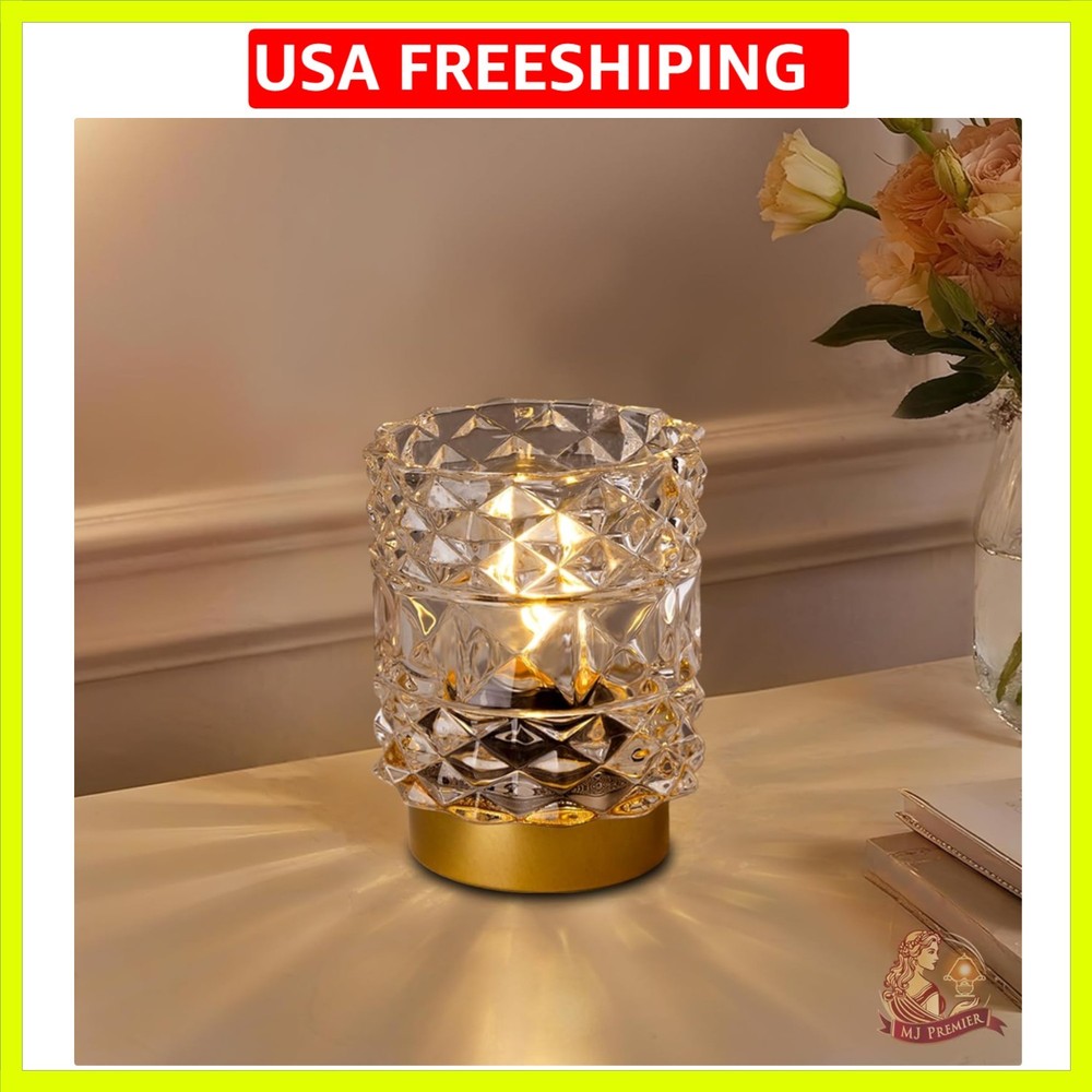 Battery Operated Lamp with Timer, Cordless Table Lamps for Shelf Decor, Rhomb...