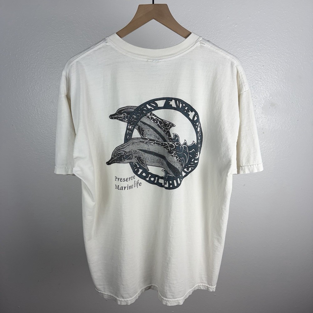 Vintage Preserve Save Marine Life Dolphins Nature Double Sided T Shirt Size XL