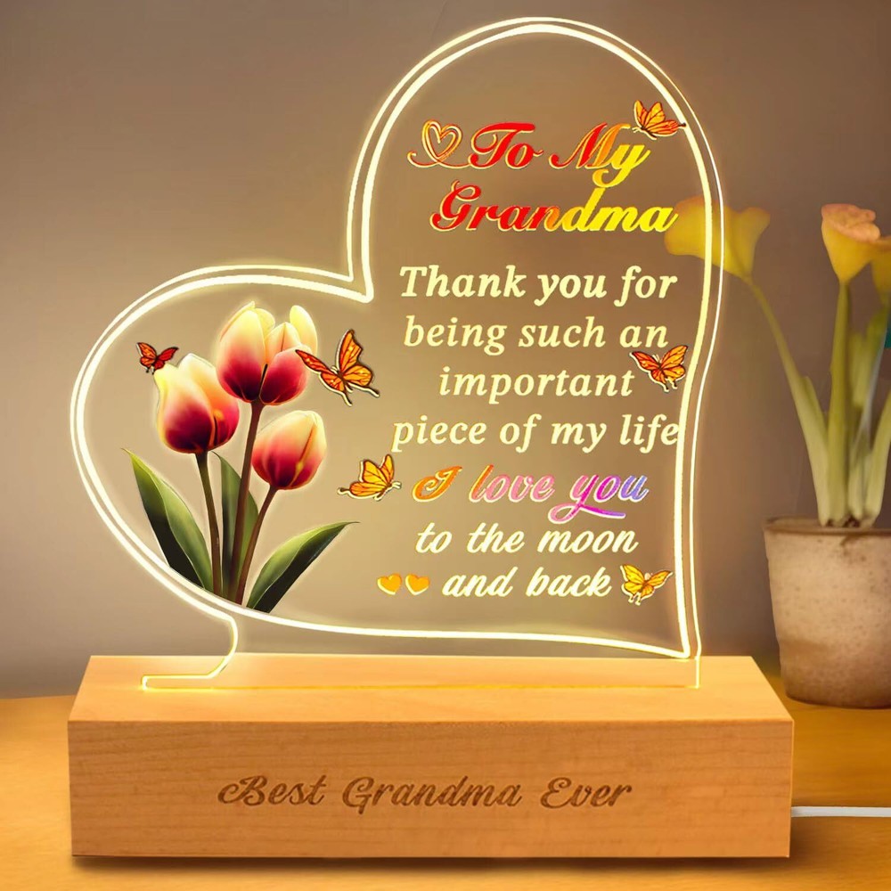 Regalos para AbuelaAcrílico Luz Nocturna Lámpara Recargable Abuela Día de la Madre Gi...-image
