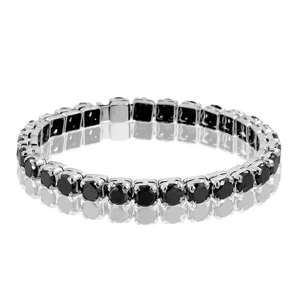 5 mm Black Diamond Tennis Bracelet 23 Ct, 925 Silver, Great Luster, Unisex Gift