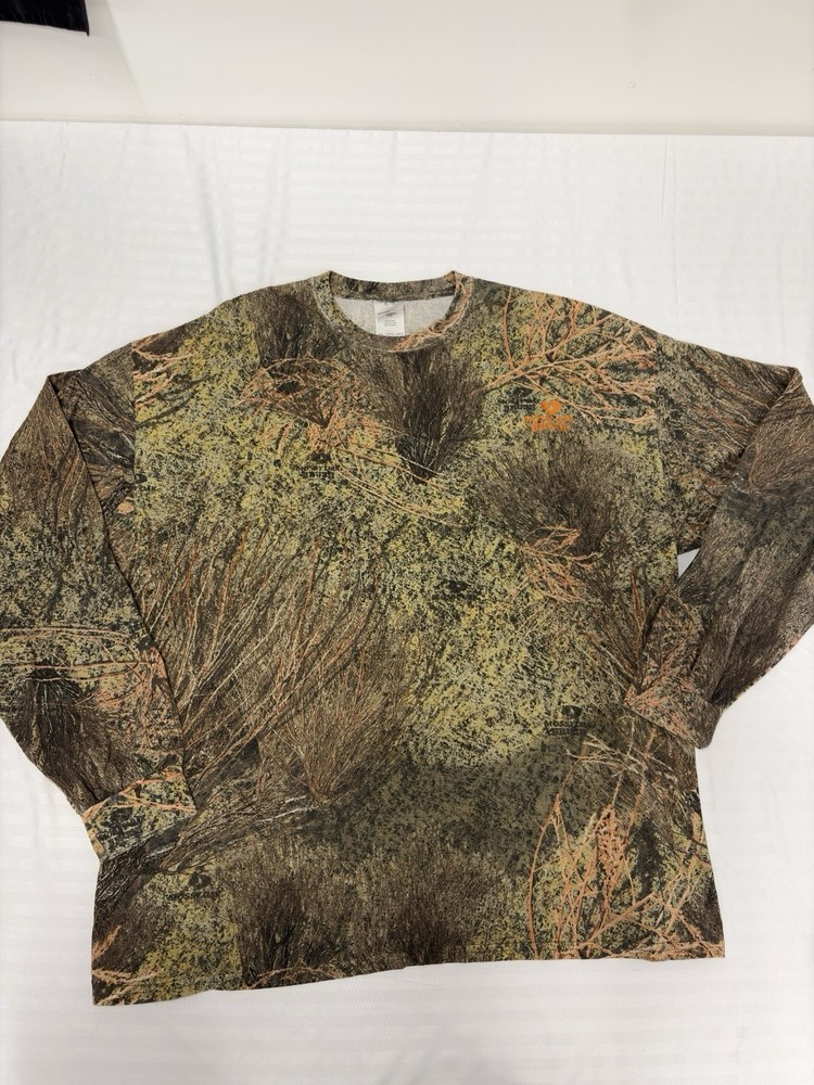 Mossy Oak Brush Camo Camouflage T-Shirt Long Sleeve Mens 2XL Hunting