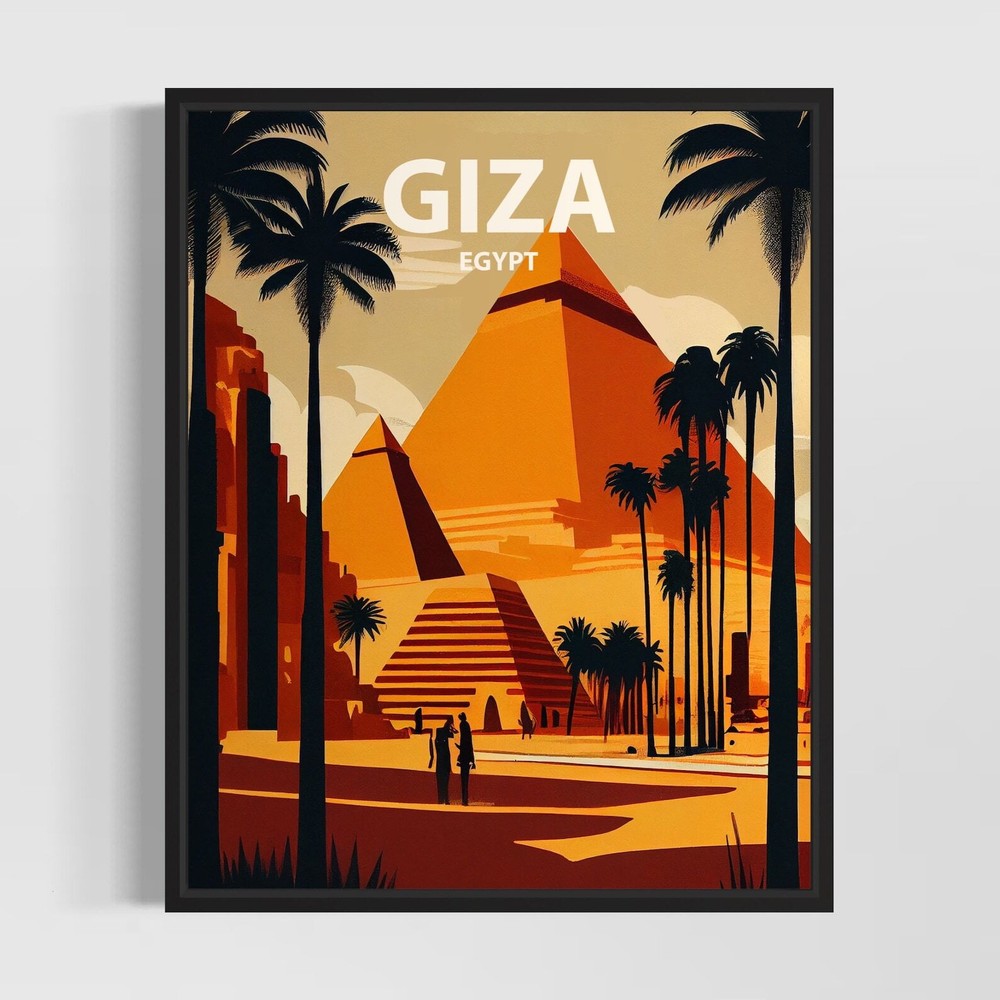 Giza Egypt Retro Art Print Giza Wall Art Illustration Giza Vintage Minimal