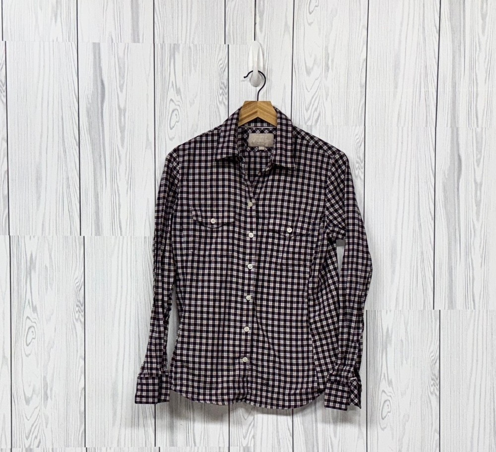 Banana Republic plaid shirt womens size medium button up long sleeve black