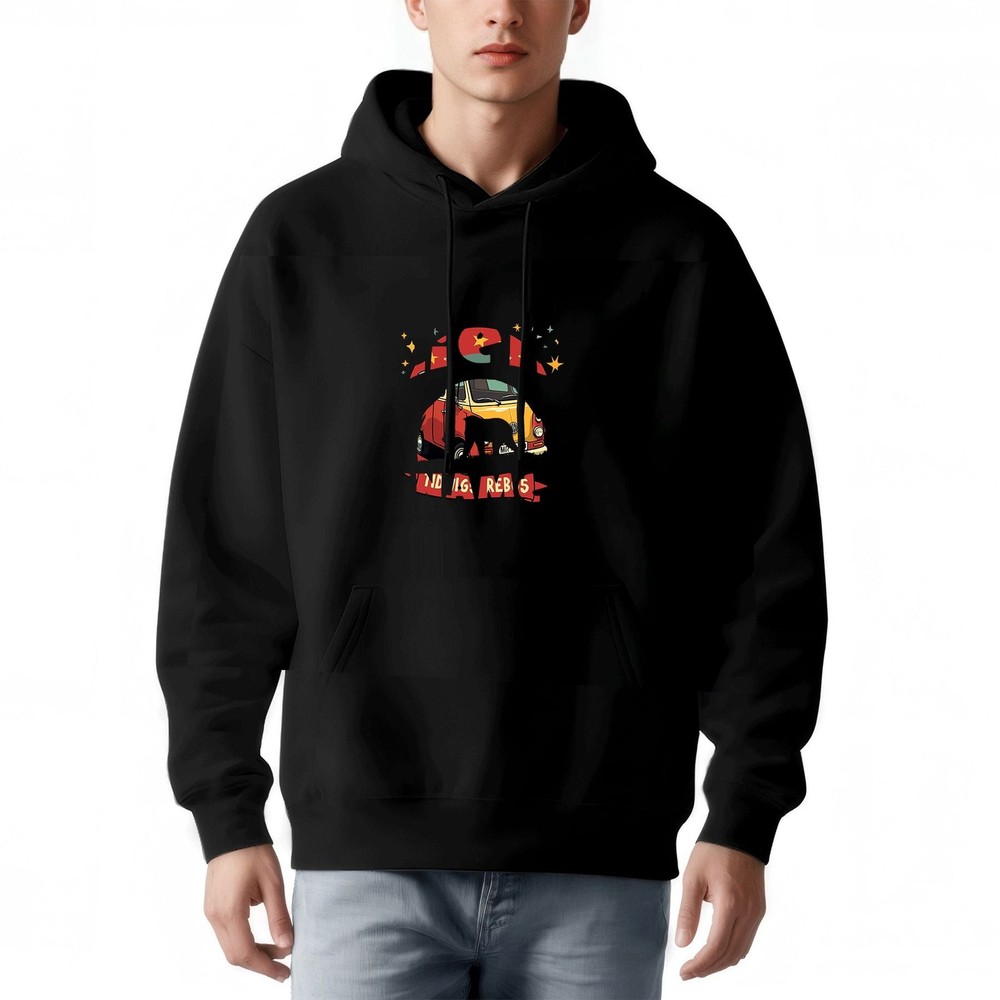 Men's Loose Fit Hoodie with Colorful Graphic Design: Stylish Van Stars & Moon
