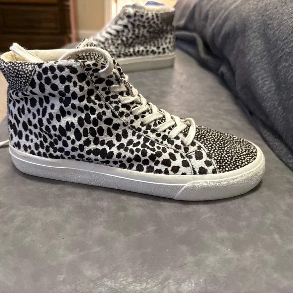 Madewell Sidewalk Womens Size 8 M High Top Spotted Calf Hair Sneakers Sharp!!