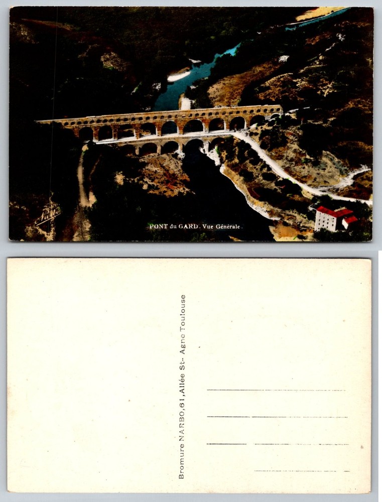 Pont du Gard Aqueduct France RPPC Real Photo Postcard Bromure NARBO Vintage