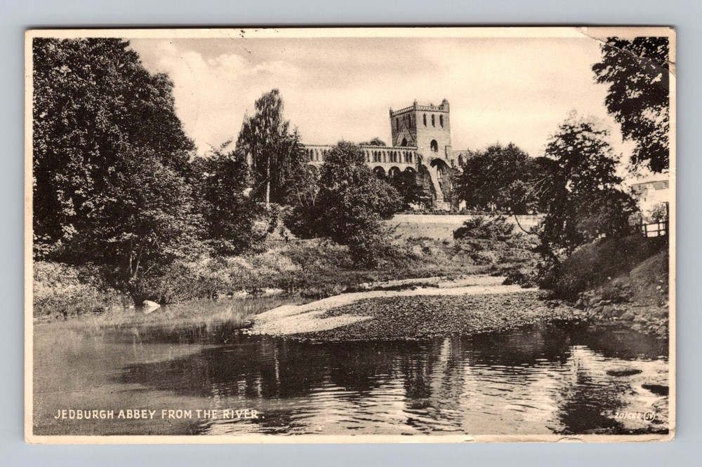 Scotland- Jedburgh Abbey From The River Old Postal Card View Vintage Postcard