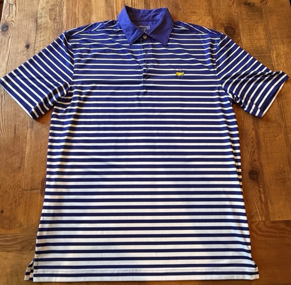 The Master’s Golf Tournament Polo, Officially licensed, Size M Blue White Stripe