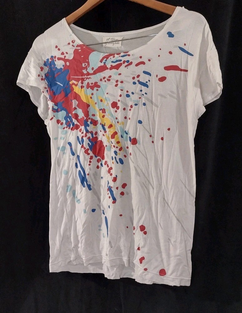 Torn by Ronny Kobo Paint Splatter Tee M Modal Stretch Abstract Graphic Shirt-image