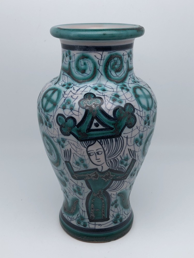 Domingo Punter Art Pottery Vase Hand Painted Abstract Queen Spanish 8.5”T