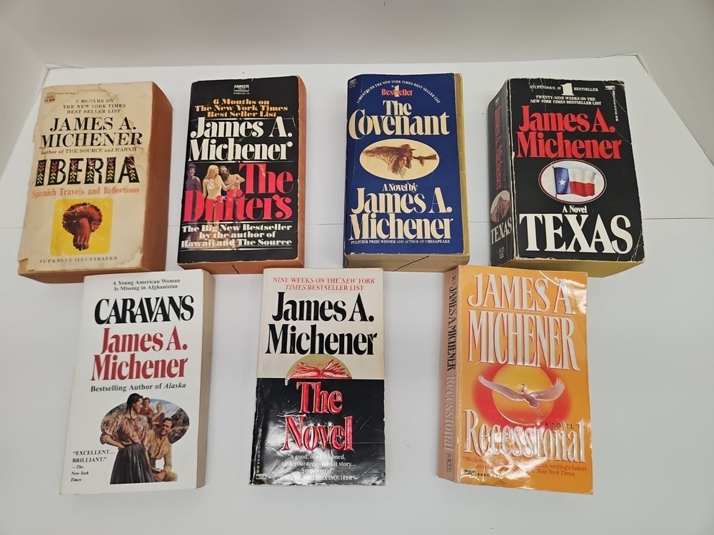 James A Michener Lot 7 Vtg Paperback Fawcett Crest Iberia Drifters Covenant Etc