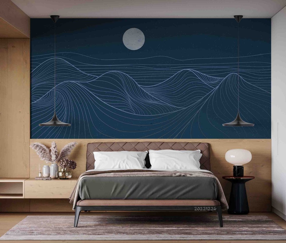 3D Mountain Moon Abstract Painting Wall Murals Wallpaper Murals Wall Sticker 5