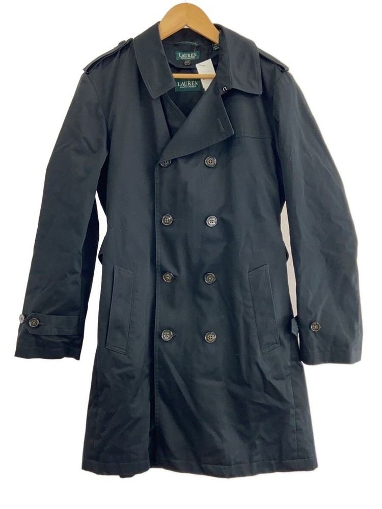 Lauren Ralph Trench Coat/36/Cotton/Blk/Plain 60301