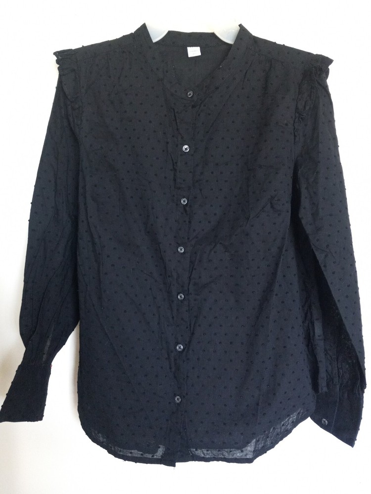 Old Navy Womens Black Polka Dot Button-Up Blouse Size M