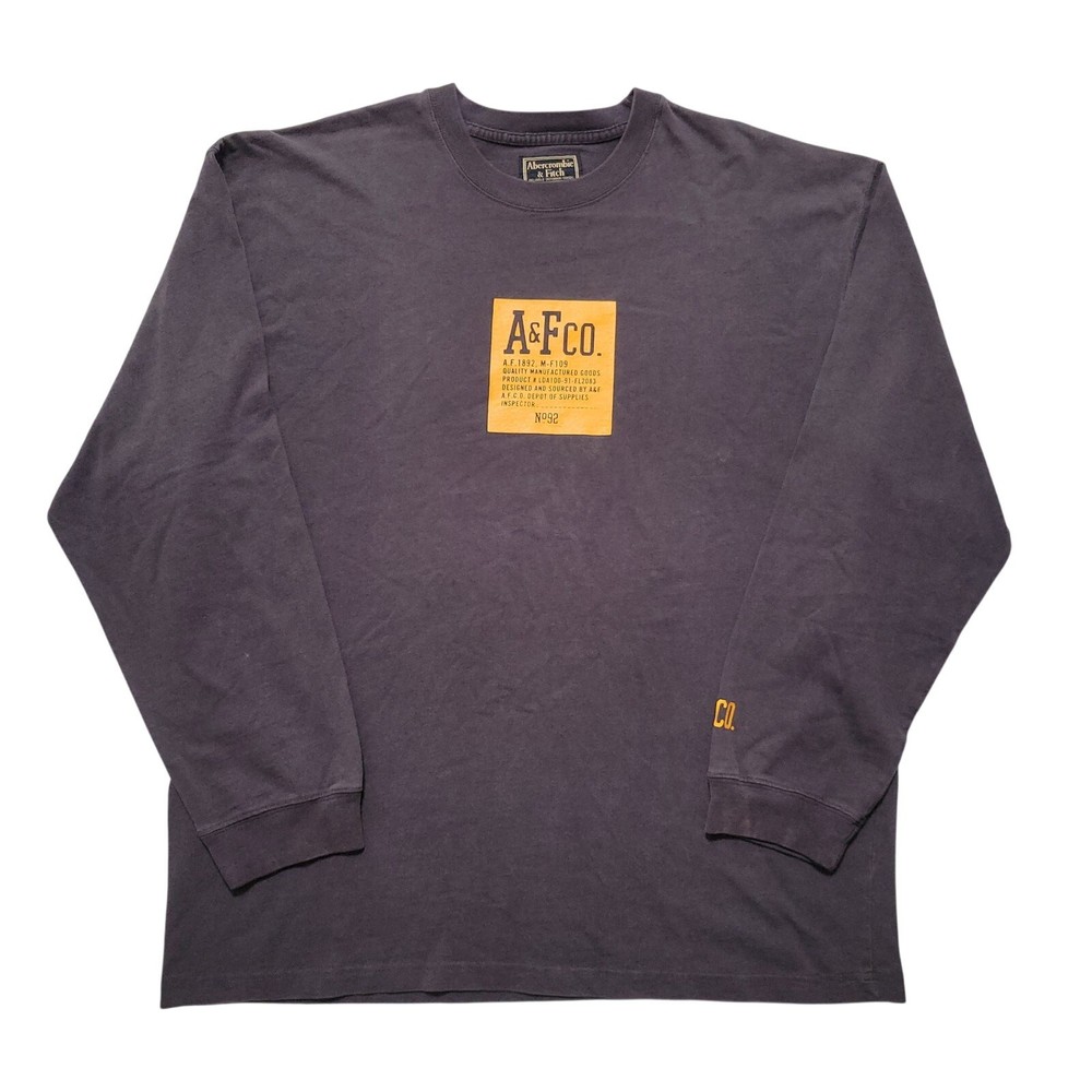 VTG Y2K Ambercrombie & Fitch Faded Long Sleeve Graphic T-Shirt Navy Men's XL