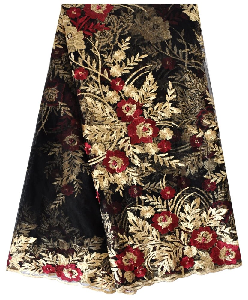African Fabric Net Fabrics Embroidery Beaded Nigerian Embroidered Lace Fabric...