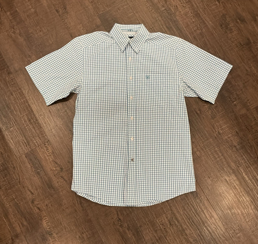Ariat Pro Series Men's S/P Blue White Check Short Sleeve Button-Up Shirt