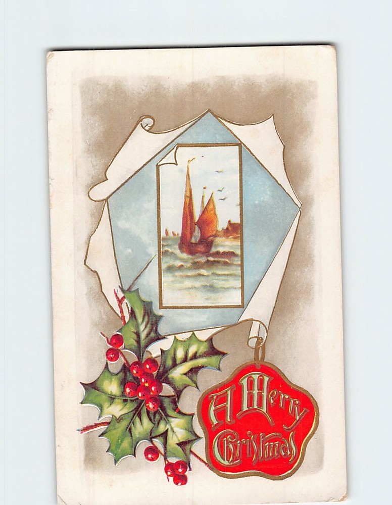 Postcard Embossed Holiday Art Print Christmas Greeting Card