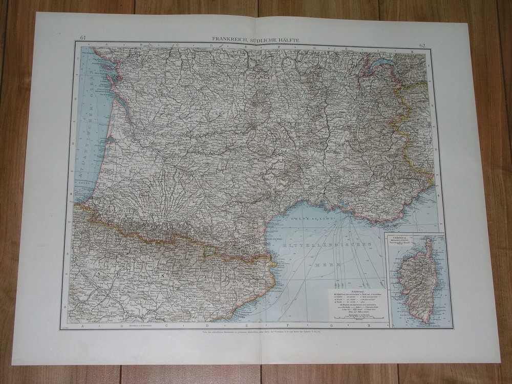 1896 Antique Map Southern France Aquitaine Languedoc Cote D'azur Pyrenees Bearn