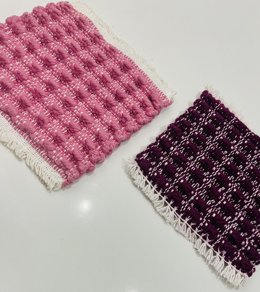 VTG 1950's Hand Woven on a Loom Tied Hot pads - Pot Holders Trivets 7