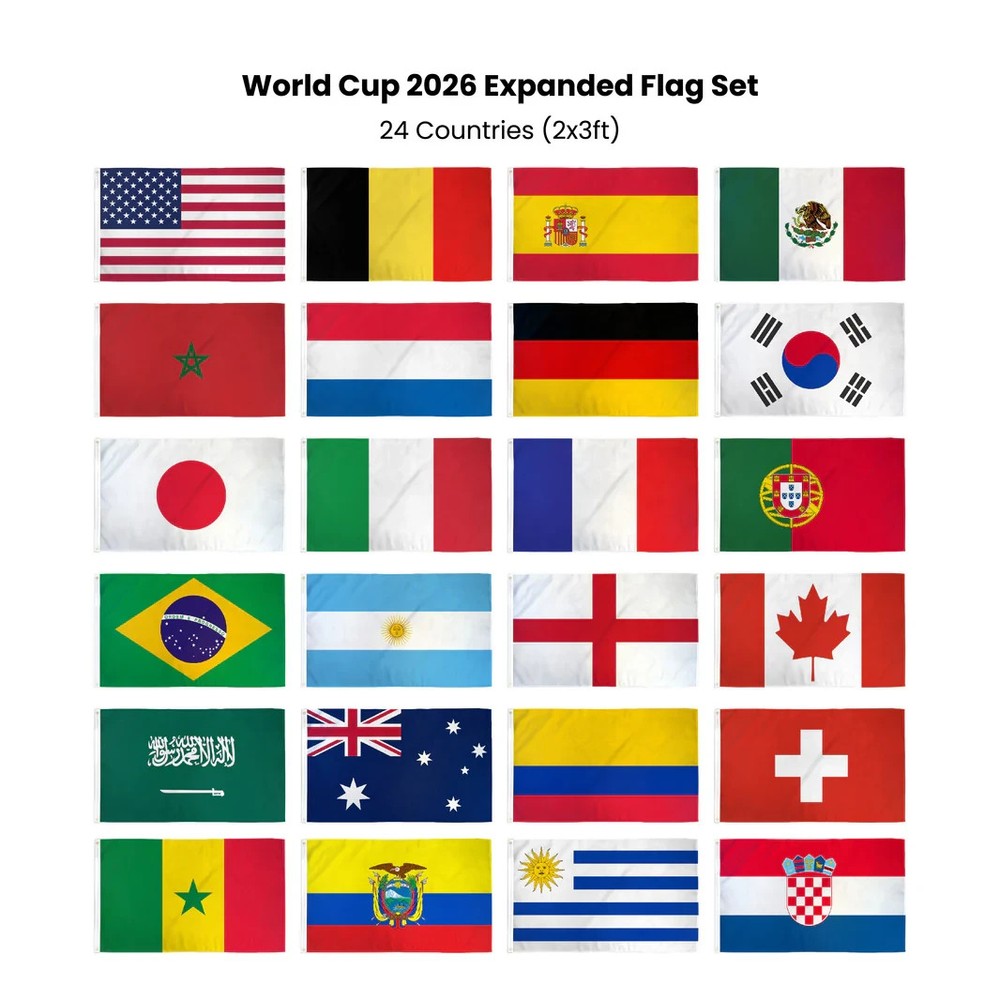 World Cup 2026 24 Country Flags Set 2x3ft Soccer Team Set