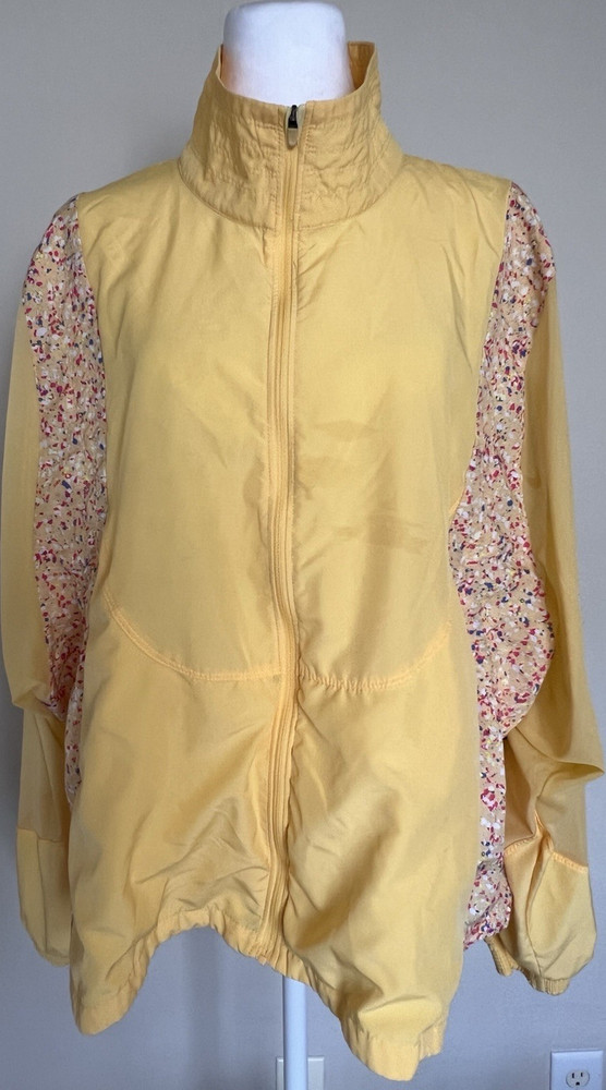 Nike Running Women's Plus Size 1X Yellow Colorblock Windbreaker Jacket Full Zip