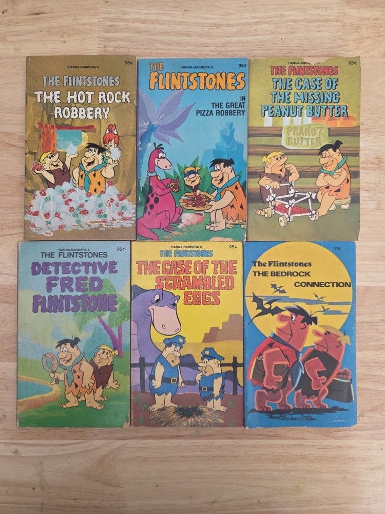 Vintage Flintstones Book Lot Hanna Barbera 1970s Children’s Paperbacks Set of 6