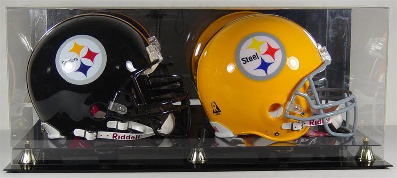DELUXE DOUBLE FULL SIZE FOOTBALL HELMET DISPLAY CASE